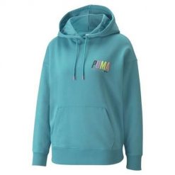 Bluza treningowa damska Puma Swxp Graphic Hoodie TR. Niebieskie bluzy Puma, m, bez wzorów, sportowe, bez ramiączek, z kapturem. Za 396.00 zł.