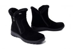 RIEKER TEX L7162-00 black, botki damskie. Czarne botki Rieker, bez wzorów, bez obcasa, bez zapięcia. Za 389.90 zł.