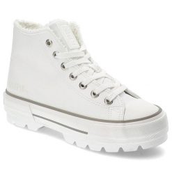 Białe Sneakersy Big Star Skórzane Wygodne Buty Damskie. Białe buty treningowe BIG STAR, na zimę, bez wzorów, z dresówki, bez zapięcia. Za 149.00 zł.
