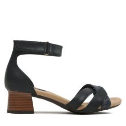 Sandały Clarks. Niebieskie sandały Clarks, bez wzorów, bez obcasa, na słupku, bez zapięcia. Za 239.99 zł.