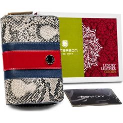 Peterson Pionowy, skórzany portfel z wężowym wzorem Peterson NoSize. Portfele Peterson, bez wzorów. Za 199.00 zł.