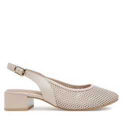 Sandały Caprice. Brązowe sandały Caprice, bez wzorów, bez obcasa, na słupku, bez zapięcia. Za 339.99 zł.