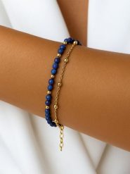 Taboo Pozłacana bransoletka z lapis lazuli rozmiar: onesize. Niebieskie bransoletki Taboo, z lazurytem, pozłacane. Za 97.51 zł.