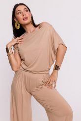 Cappuccino Nietoperzowa Bluzka z Wizkozy. Czarne bluzki MOE, l, bez wzorów, z elastanu, wizytowe, bez kołnierzyka, bez ramiączek. Za 179.90 zł.