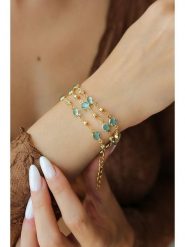 Pierres delicates Pozłacana bransoletka z kryształami rozmiar: onesize. Żółte bransoletki Pierres delicates, z kryształem, pozłacane. Za 39.99 zł.