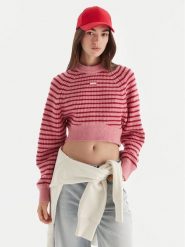 Tommy Jeans Sweter Badge DW0DW21677 Różowy Regular Fit. Czerwone swetry Tommy Jeans, xl, bez wzorów, z jeansu, bez ramiączek. Za 319.99 zł.