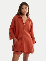 Triumph Koszulka piżamowa Summer Wear 10227228 Pomarańczowy Regular Fit. Brązowe koszule nocne Triumph, bez wzorów, ze lnu, bez kołnierzyka, bez ramiączek. Za 179.99 zł.