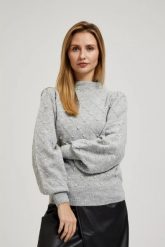 Sweter z bufiastymi rękawiami. Swetry MOODO, l, bez wzorów, z elastanu, bez ramiączek. W wyprzedaży za 79.99 zł.
