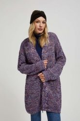 Długi kardigan wielokolorowy. Swetry MOODO, s, bez wzorów, bez ramiączek. W wyprzedaży za 59.99 zł.