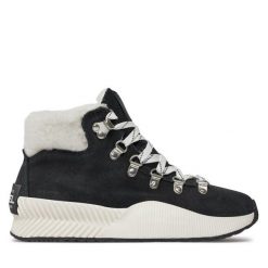 Botki Sorel. Czarne botki Sorel, bez wzorów, bez obcasa, na płaskiej podeszwie, bez zapięcia. Za 359.99 zł.