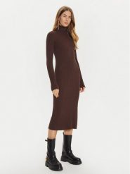 TWINSET Sukienka dzianinowa 242TT3062 Brązowy Slim Fit. Brązowe sukienki Twinset, s, bez wzorów, z dzianiny, bez kołnierzyka, bez ramiączek. Za 499.99 zł.