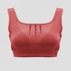 Sportowy crop top treningowy MADDY. Czerwone biustonosze sportowe LEGEA, bez wzorów, z elastanu, na fitness i siłownię. W wyprzedaży za 90.50 zł.