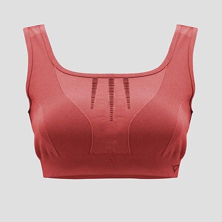 Sportowy crop top treningowy MADDY. Czerwone biustonosze sportowe LEGEA, bez wzorów, z elastanu, na fitness i siłownię. W wyprzedaży za 90.50 zł.