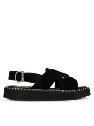 EMU Australia Sandały Morna W13284 Czarny. Czarne sandały Emu Australia, bez wzorów, z materiału, bez obcasa, na płaskiej podeszwie, bez zapięcia. Za 428.99 zł.