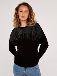Apricot Sweter w kolorze czarnym rozmiar: S. Czarne swetry Apricot, s, bez wzorów, bez ramiączek. Za 101.23 zł.