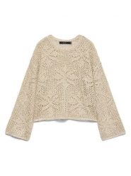 Vero Moda Sweter w kolorze beżowym rozmiar: L. Brązowe swetry Vero Moda, l, bez wzorów, z materiału, bez ramiączek. Za 86.99 zł.