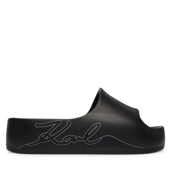 Klapki KARL LAGERFELD. Czarne klapki KARL LAGERFELD, bez wzorów, bez obcasa, bez zapięcia. Za 337.99 zł.