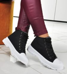 Sznurowane trampki damskie Czarne /F3-2 10252 S314/ 37. Czarne trampki NoName, bez wzorów, bez zapięcia. Za 69.90 zł.