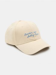 Czapka z daszkiem z haftowanym napisem Ocean Air Salty Hair - szary. Szare czapki z daszkiem Sinsay, bez wzorów. Za 15.99 zł.