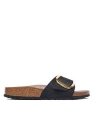 Birkenstock Klapki Madrid Big Buckle 1032965 Czarny. Czarne klapki Birkenstock, bez wzorów, ze skóry, bez obcasa, bez zapięcia. Za 494.99 zł.