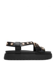 DeeZee Sandały CEO-HY69916-11 Czarny. Czarne sandały DeeZee, bez wzorów, ze skóry, bez obcasa, na płaskiej podeszwie, bez zapięcia. Za 149.99 zł.