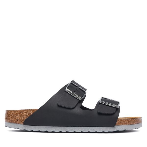 Klapki Birkenstock. Czarne klapki Birkenstock, bez wzorów, bez obcasa, bez zapięcia. Za 399.99 zł.