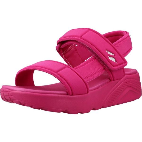 Sandały SKECHERS UNO LITE SANDAL SUNNY STAND Rose. Czerwone sandały Skechers, bez wzorów, z tkaniny, bez obcasa, bez zapięcia. Za 173.99 zł.