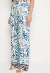 Niebieskie Wiskozowe Spodnie o Prostym Kroju ze Ściągaczem w Talii Lielle. Niebieskie jeansy Born2be, l, bez wzorów, z jeansu, eleganckie. W wyprzedaży za 67.99 zł.