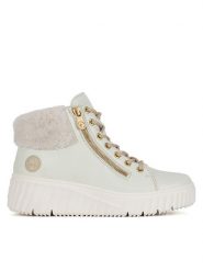 Rieker Botki N2506-81 Biały. Białe botki Rieker, bez wzorów, bez obcasa, na koturnie, bez zapięcia. Za 272.99 zł.