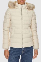 TOMMY JEANS Beżowa kurtka damska z kapturem. Brązowe kurtki Tommy Jeans, s, bez wzorów, z jeansu, eleganckie, z kapturem. W wyprzedaży za 509.99 zł.