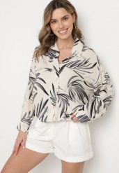 Czarno-Beżowa Koszula z Wiskozy z Lnem w Abstrakcyjny Wzór Separelle. Czarne koszule Born2be, s, z aplikacjami, z wiskozy, eleganckie, bez kołnierzyka, bez ramiączek. Za 99.99 zł.