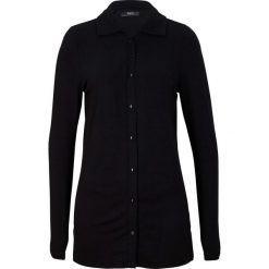 Bluzka shirtowa z dżerseju, z plisą guzikową. Fioletowe bluzki bonprix, bez wzorów, z dżerseju, bez kołnierzyka, bez ramiączek. Za 79.99 zł.