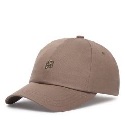 Czapka z daszkiem BOSS. Brązowe czapki z daszkiem Boss, bez wzorów. Za 169.99 zł.