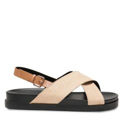 Sandały ONLY Shoes. Brązowe sandały ONLY SHOES, bez wzorów, bez obcasa, na płaskiej podeszwie, bez zapięcia. Za 229.99 zł.
