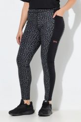 Damskie Legginsy sportowe szybkoschnące kieszenie z recyklingu. Czarne legginsy Ulla Popken, bez wzorów, z elastanu, sportowe. Za 239.99 zł.