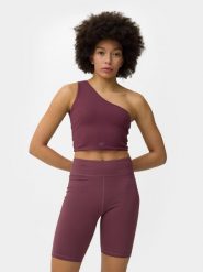 4F Crop top slim na jedno ramię damski XL. Fioletowe topy 4f, xl, bez wzorów, z dzianiny, bez kołnierzyka, bez ramiączek. W wyprzedaży za 29.99 zł.