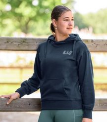 Bluza damska z kapturem ELT Strasbourg. Niebieskie bluzy ELT, l, bez wzorów, z bawełny, z kapturem, do jazdy konnej. Za 256.85 zł.
