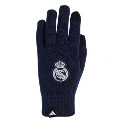 Rękawiczki Real Madryt. Niebieskie rękawiczki adidas, bez wzorów, z dzianiny, sportowe. Za 119.00 zł.