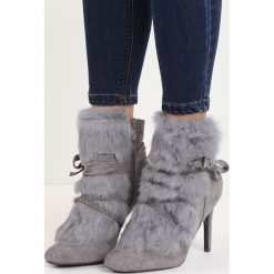 Ciemnoszare Botki Sheepskin. Botki marki Born2be. Za 89.99 zł.