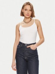 Gina Tricot Top 22470 Biały Slim Fit. Białe topy Gina Tricot, xl, bez wzorów, z bawełny, bez kołnierzyka, bez ramiączek. Za 39.99 zł.