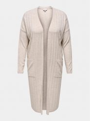ONLY Carmakoma Kardigan 15282289 Beżowy Regular Fit. Brązowe swetry Only Carmakoma, bez wzorów, z syntetyku, bez ramiączek. Za 129.99 zł.
