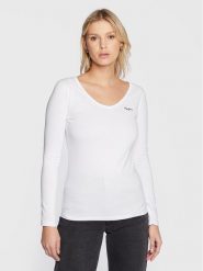 Pepe Jeans Bluzka Corine PL505306 Biały Regular Fit. Białe bluzki Pepe Jeans, m, bez wzorów, z bawełny, bez kołnierzyka, bez ramiączek. Za 119.99 zł.