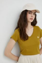 G-Star Raw t-shirt damski kolor zielony. Zielone t-shirty G-Star Raw, l, bez wzorów, z dzianiny, retro, bez kołnierzyka, bez ramiączek. W wyprzedaży za 55.99 zł.