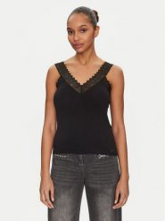 Morgan Top 242-DNAE Czarny Slim Fit. Czarne topy Morgan, l, bez wzorów, z wiskozy, bez kołnierzyka, bez ramiączek. Za 79.99 zł.