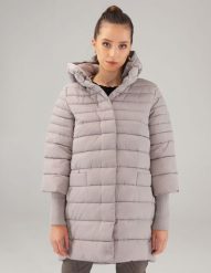 Beżowa kurtka pikowana. Brązowe kurtki Unisono, s, bez wzorów, prążkowane, bez kaptura. Za 349.00 zł.