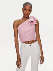 Pinko Bluzka Nosiola 102780 Y3LE Różowy Slim Fit. Czerwone bluzki Pinko, bez wzorów, z syntetyku, bez kołnierzyka, bez ramiączek. Za 699.99 zł.