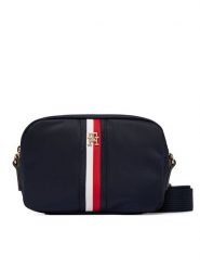 Tommy Hilfiger Torebka Popette Camera Bag Corp AW0AW19023 Granatowy. Niebieskie listonoszki Tommy Hilfiger, bez wzorów, z materiału, bez dodatków. Za 369.99 zł.