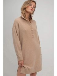 Josephine & Co Sukienka "Stacey" w kolorze beżowym rozmiar: XXL. Brązowe sukienki Josephine & Co, na co dzień, xxl, bez wzorów, z bawełny, bez kołnierzyka, bez ramiączek, midi, proste. Za 222.33 zł.