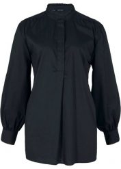 Bluzka koszulowa ze stójką. Białe bluzki bonprix, bez wzorów, bez kołnierzyka, bez ramiączek. Za 74.99 zł.