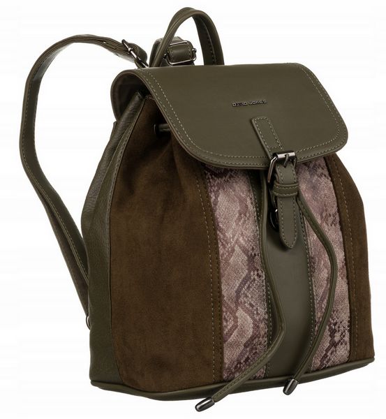 Plecak damski David Jones 6885-2 khaki. Brązowe plecaki David Jones, bez wzorów, ze skóry, bez dodatków. Za 164.99 zł.